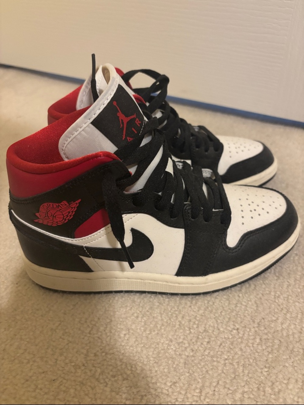 Jordan Black White Red High-Top Sneakers
